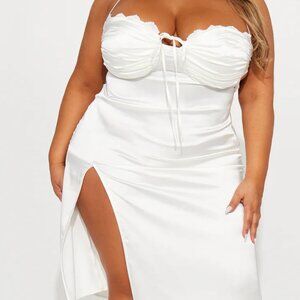 Siena Satin Midi Dress - White